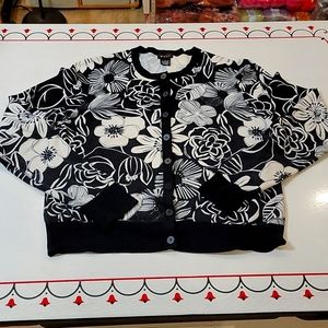 Black and white floral cardigan size L